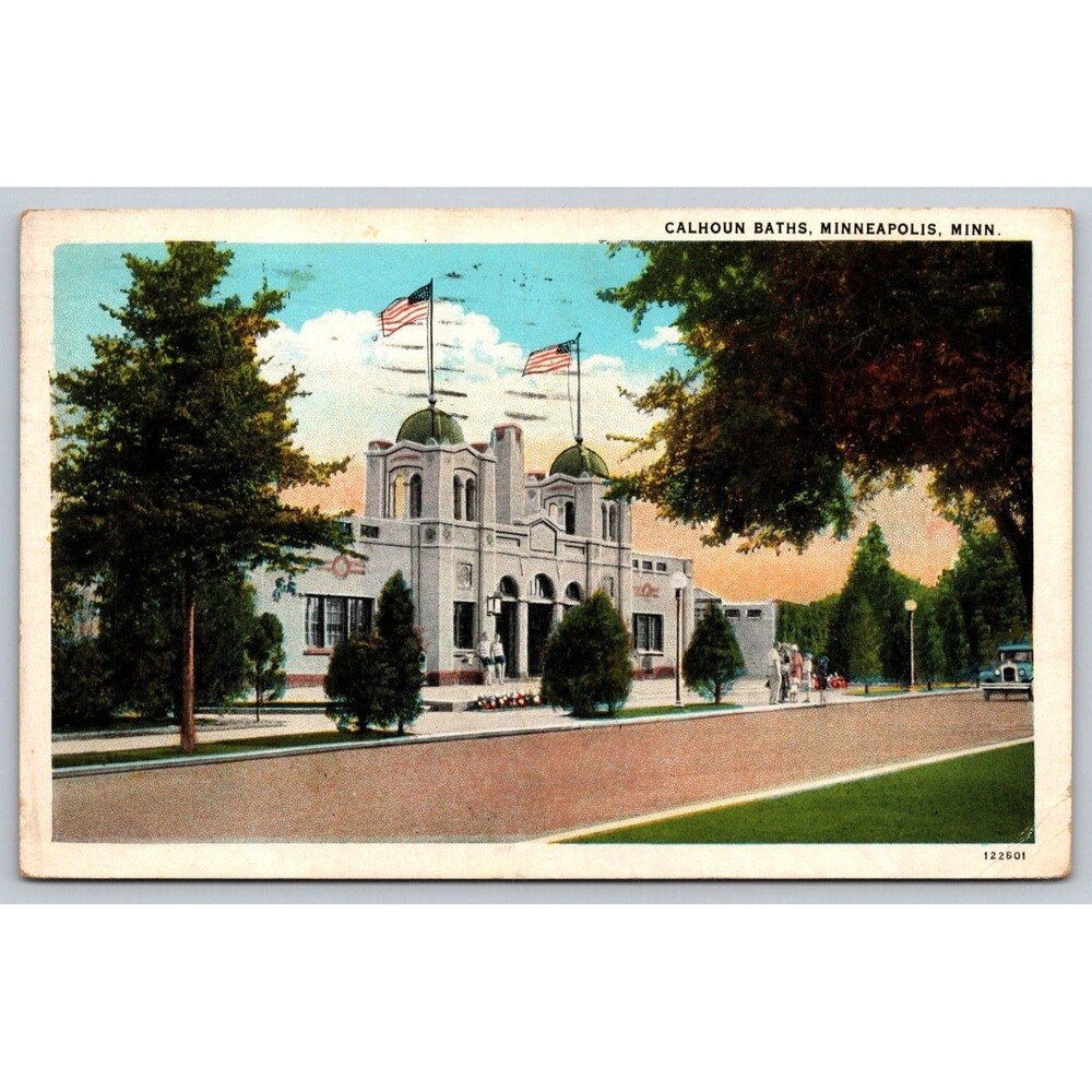 Vintage Postcard 1930 Calhoun Baths Minneapolis MN Posted Lake Bde Maka Ska